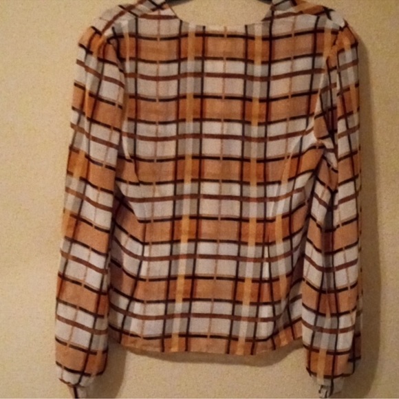 Cabi Whilst #6295 plaid Puff Sleeve blouse Size M - Picture 4 of 5